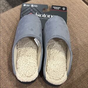 men Isotoner Blue Slippers with Cream Lining NEW